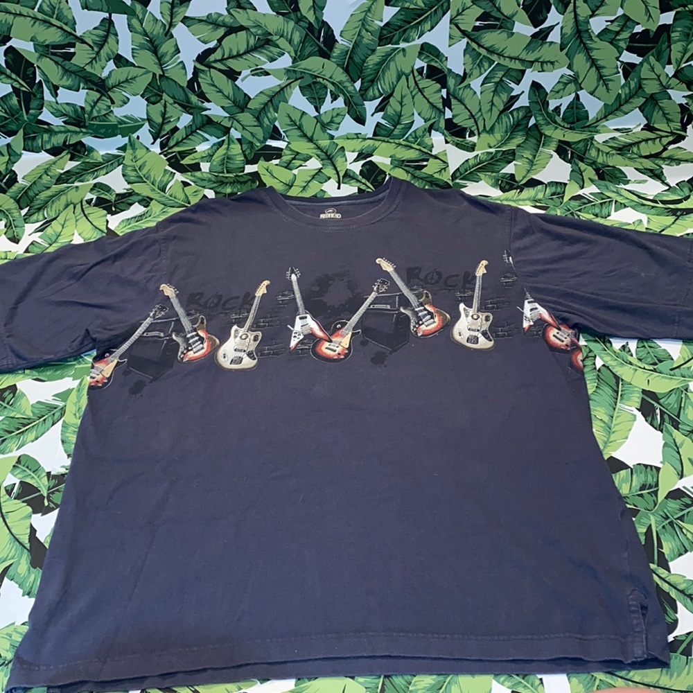 RedHead Men’s Gray Short-Sleeve Shirt w/ Guitars on Both Sides Size XL
